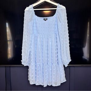 Crystal Doll Light Blue Long Sleeve Dress